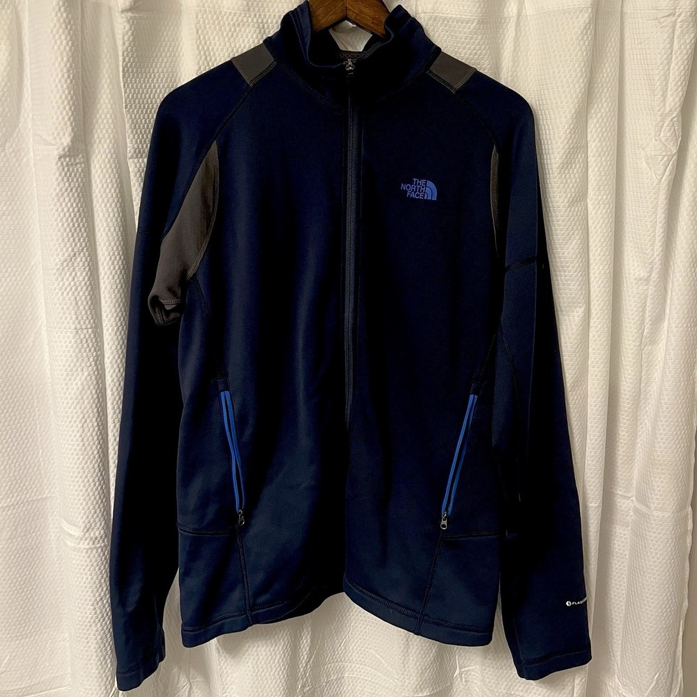 The North Face Fleece Jacket Men's Large Navy Blue Full Zip Softshell Athleisue